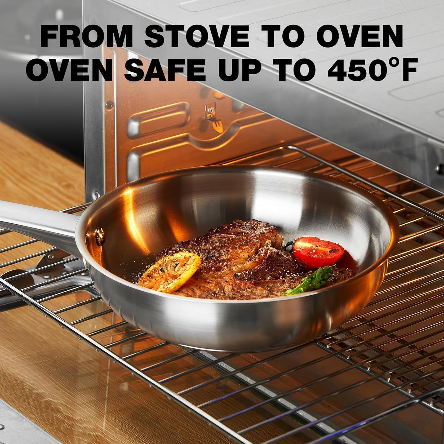 KOCH SYSTEME CS 8 Inch Stainless Steel Frying Pan, PFAS-Free Cooking Pan with Stay-Cool Handle