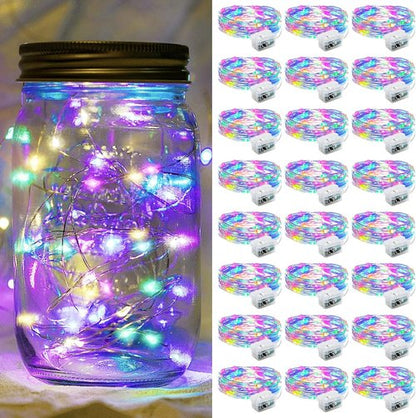 Fairy Lights 7Ft Twinkle String Lights - 20 LED Waterproof Battery Operated | Rainbow-Pastel for Parties & Weddings