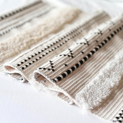 16x39 INCH BlissBlush Long Vertical Wall Hanging Tapestry Woven Boho Farmhouse Decor Black Beige Cream Tassel Handmade