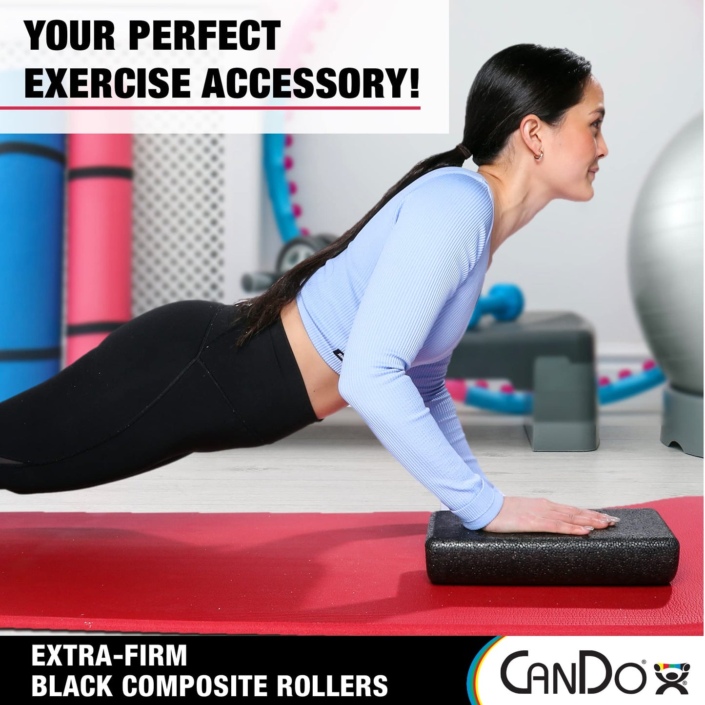 CanDo Black Composite High-Density Roller, Half-Round, 6"" X 36