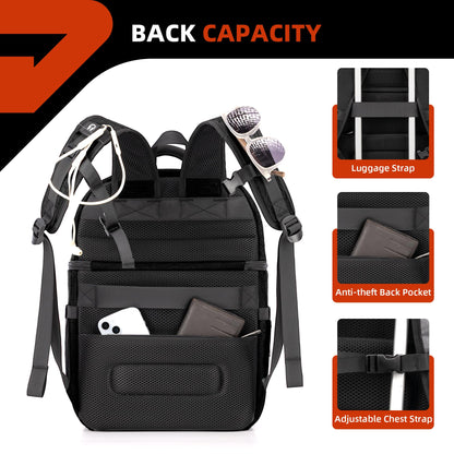 COOLJOB Insulated Cooler Backpack for Men Women, Leakproof Lunch Bag with Waterproof Liner, Double Roomy Deck, RFID, Black