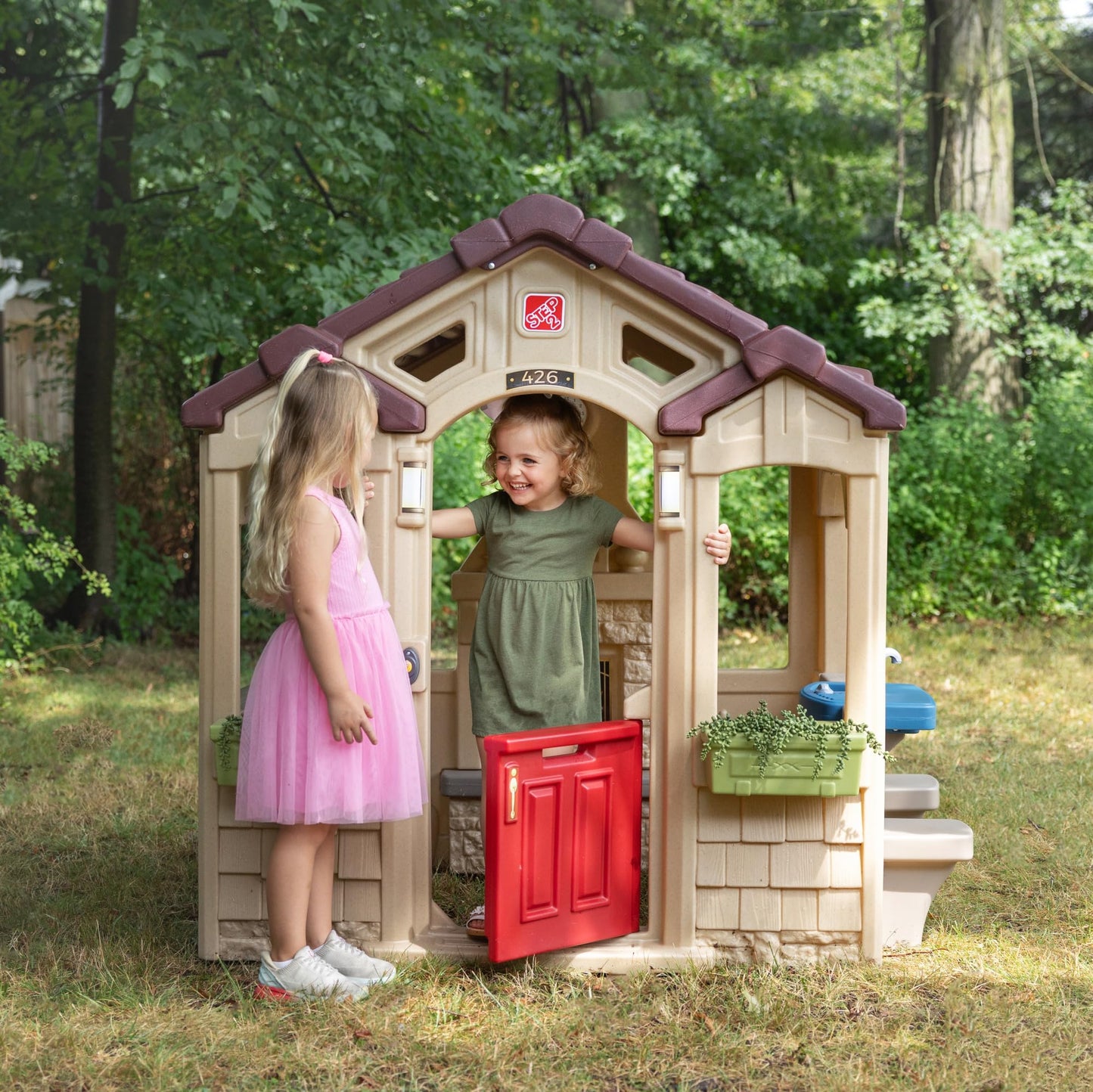 Step2 Charming Cottage Kids Playhouse, Indoor and Outdoor Clubhouse Playset, Interactive Sounds, Toddlers 2+ Years Old, Easy to Assemble