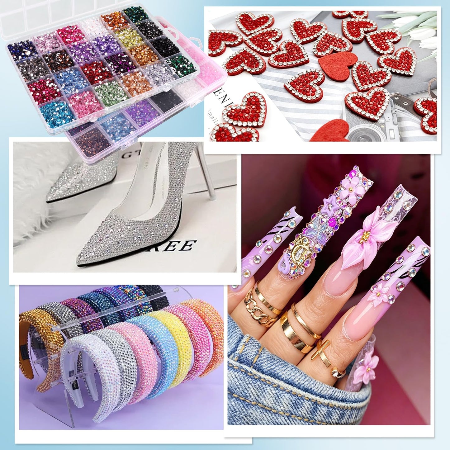 Kalolary 48000Pcs 48 Colors Resin Jelly Rhinestones Kit for Bedazzling,3MM Resin Flatback Gems Bedazzling Kit with B7000 Glue &Tools Bedazzler Kit with Rhinestones for Shoes Book Nail Art DIY Crafting