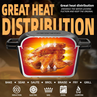 Cast Iron Dutch Oven Pot with Skillet Lid – Pre-Seasoned – Skillet Lid Cooking Pan– PFAS-Free –Umite Chef Cast Iron Skillet Cookware for Bread, Frying, Baking – Dual Handles – Oven, Grill, Campfire & Stovetop Safe – Durable & Non-Toxic, 5QT