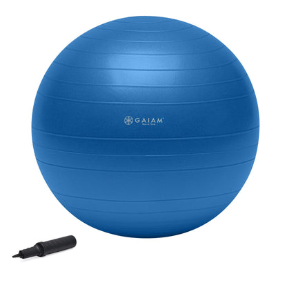 Gaiam Total Body Exercise Balance Stability Yoga Ball, Anti-Burst with Air Pump for Home, Office Chair, and Fitness - Various Sizes