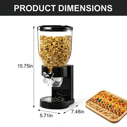 FindXeink Cereal Dispenser, Single Compartment Dry Food Storage Container, Airtight Grain Dispenser for Oatmeal, Snacks, Candy, Nuts, Pet Food, Countertop Dispenser with Rotating Portion Control