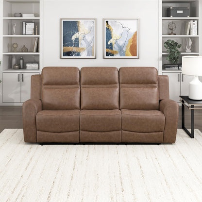 Lexicon 85" W Manual Double Reclining Sofa - Polished Microfiber Wall Hugger Manual 3 Seater Recliner Couch, Comfort Armrests, for Living Room, Home Theater, Easy Assembly, Brown