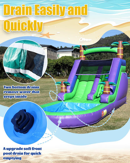 21FT(L) Commercial Water Slide for Adults Kids, 100% PVC Inflatable Adult Water Slide with 950W Blower, 0.45mm Heavy Duty Vinyl Blow Up Water Slides Backyard Outdoor, 21x9x12ft