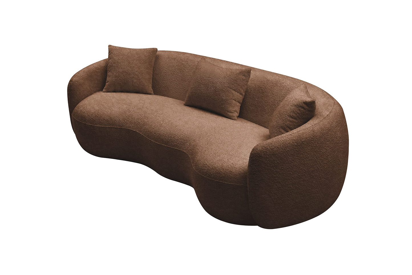 KEIKI 94" Boucle Half Moon Curved Sectional Sofa with 3 Throw Pillows, 4-Seater Teddy Fleece Leisure Couch with Curved Backrest, Easy Assembly, for Apartment, Living Room, Bedroom, Orange