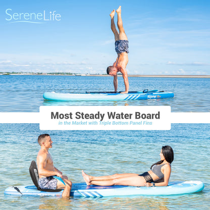 SereneLife Inflatable Stand Up Paddle Board - Wide Stable Design, Non-Slip Deck for Adults & Youth with Premium Paddle Board Accessories: Carry Bag, Dual Action Pump, Paddle, Ankle Leash - 10'6"