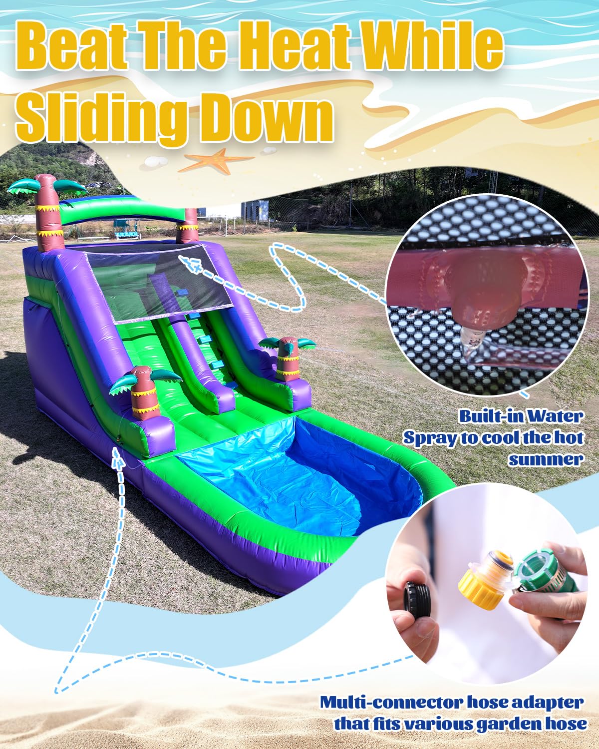 21FT(L) Commercial Water Slide for Adults Kids, 100% PVC Inflatable Adult Water Slide with 950W Blower, 0.45mm Heavy Duty Vinyl Blow Up Water Slides Backyard Outdoor, 21x9x12ft