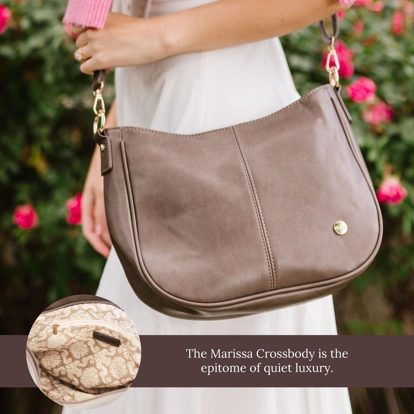 Modern+Chic Crossbody Bags for Women - Marissa Saddle Crossbody, Vegan Leather Shoulder or Handbag with Two Adjustable Straps