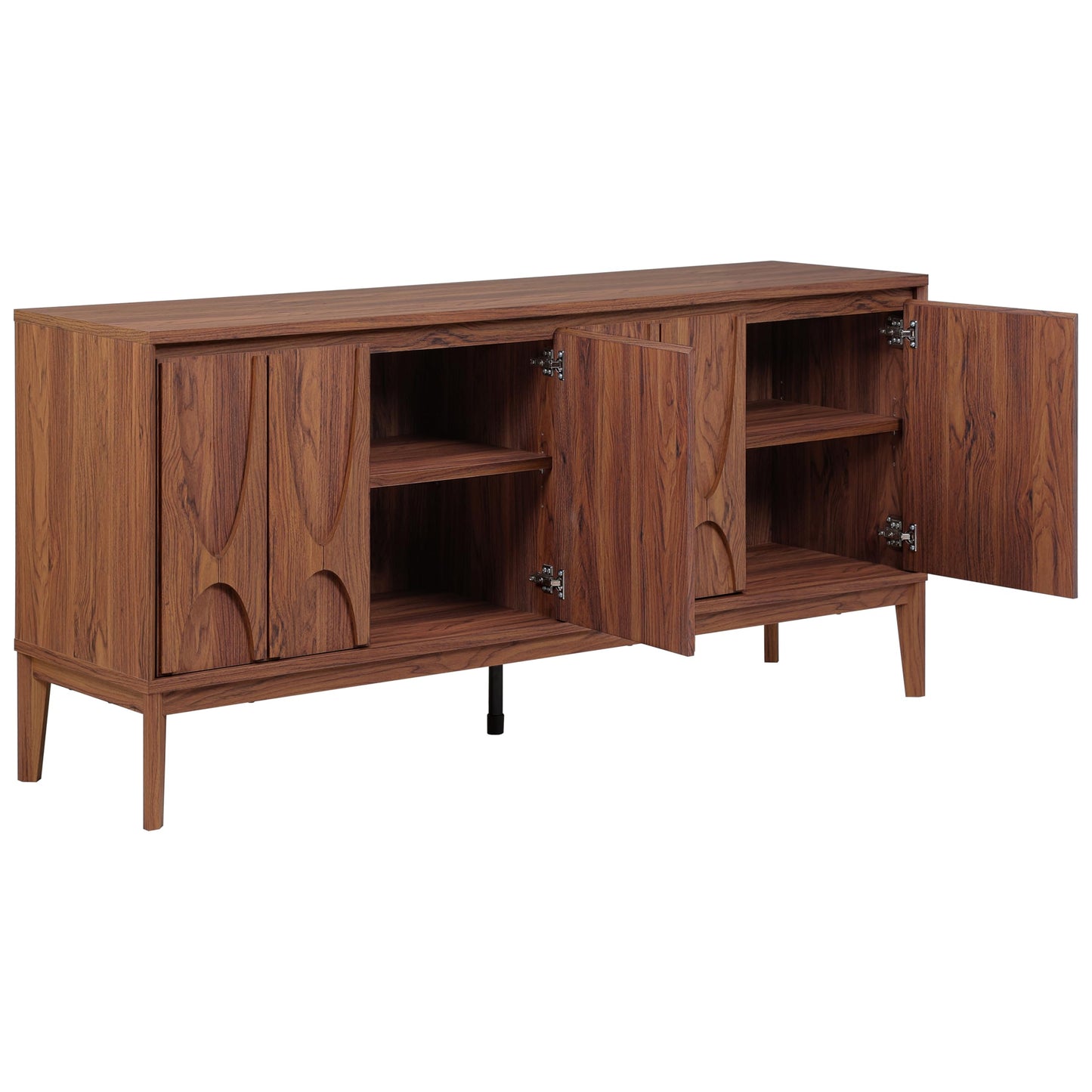 SAFAVIEH Home Collection - Sibyl Walnut Sideboard Media Stand, Fits up to 70" Flatscreen TV, 4 Doors with Interior Storage (MED9645A)
