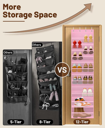 12 Closet 24 MISSLO Tier Over the Door Shoe Organizer Breathable Mesh Hanging Shoe Rack for Storage Shoe Holder