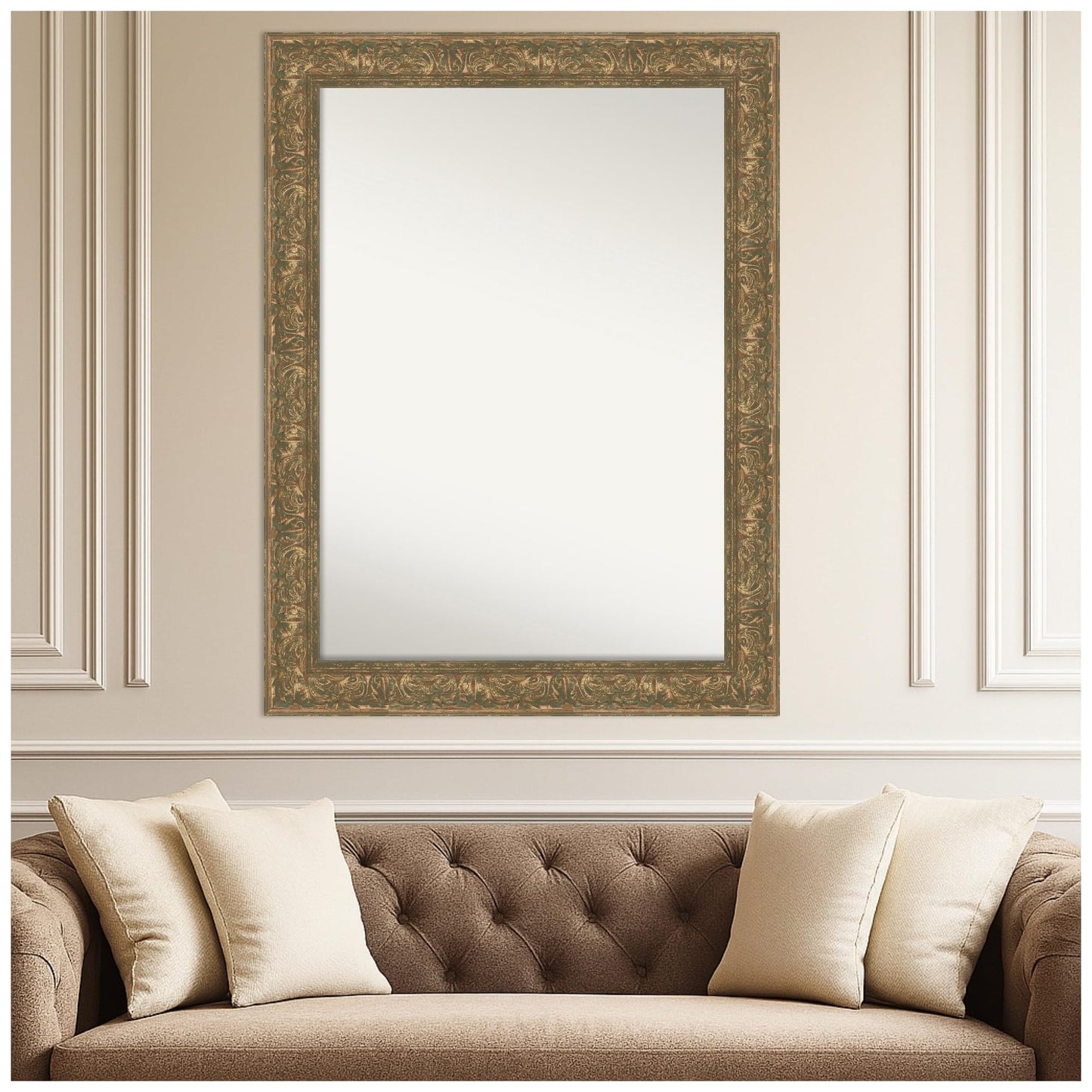 Amanti Art Bronze Wall Mirror 34x45 Luxe Bronze Gold Rectangle Bathroom Mirror for Wall Decor Living Room, X-Large Traditional Frame, Hangs Horizonally and Vertically, Bathroom Decor, Non-Beveled Edge
