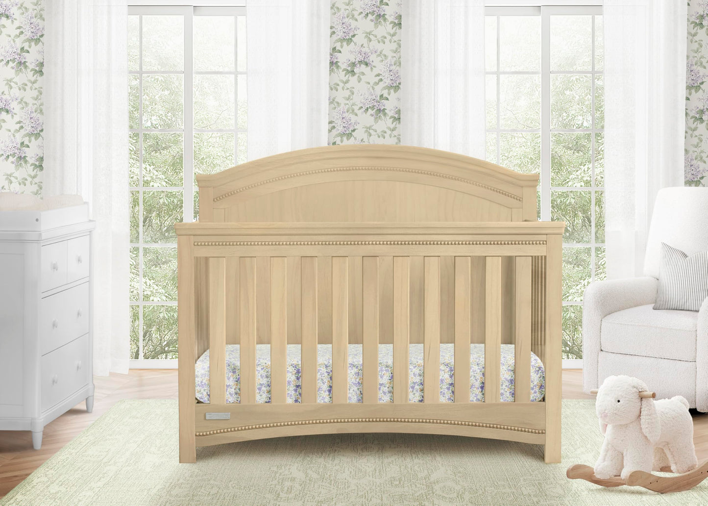 Simmons Kids SlumberTime Emma 4-in-1 Convertible Baby Crib N More - Greenguard Gold Certified, Natural Sandstone