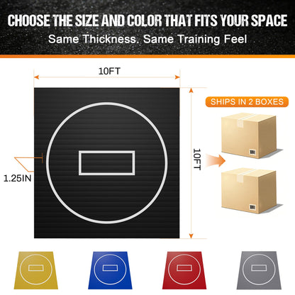 GianToucan Wrestling Mat for Home, 10’x 10’x 1.25” Grappling Mat for Wrestling, MMA, BJJ, Jiu Jitsu, Judo, Gym, Roll-Up Wrestling Practice Mat for Kids & Adults，Easy to Clean Indoor/Outdoor, Black