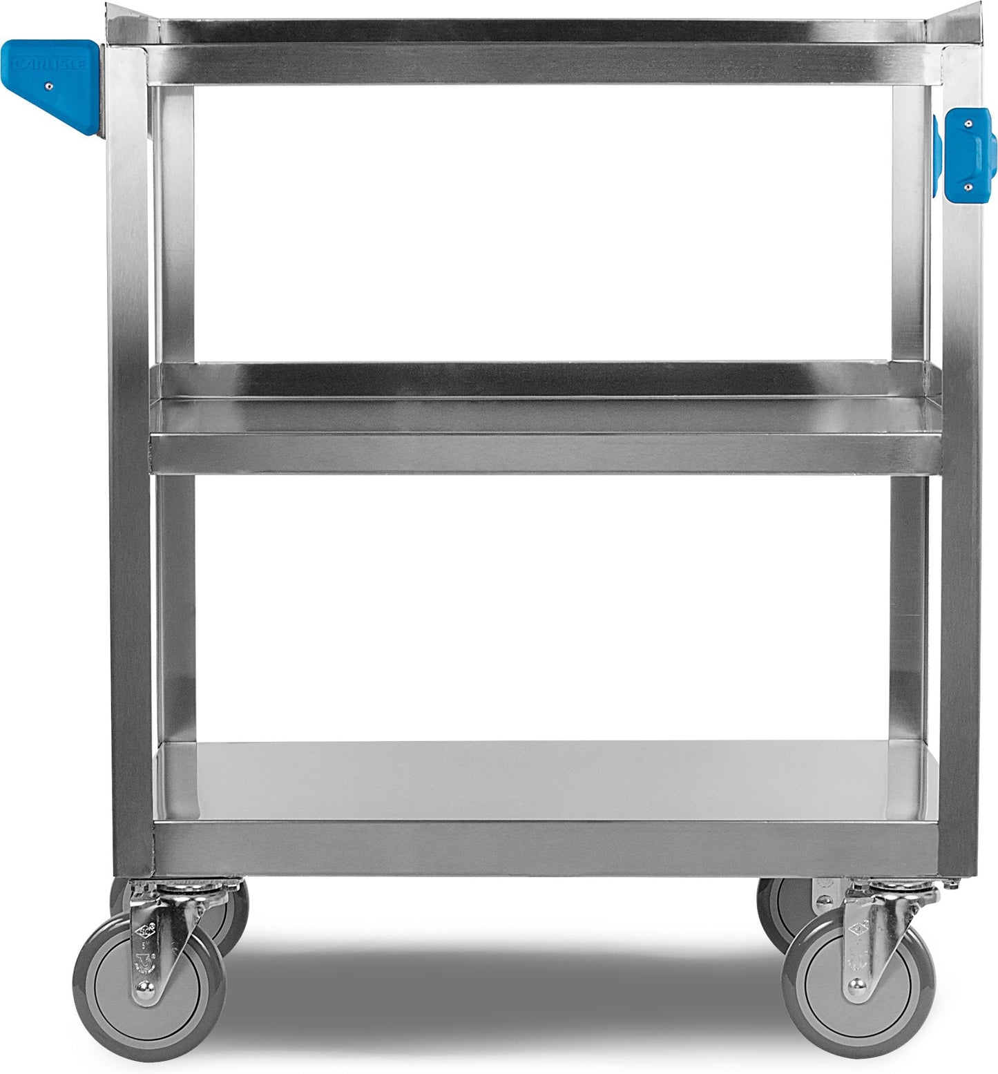 Carlisle FoodService Products Stainless Steel 3 Shelf Utility Cart, 18" x 17", Silver, 300 Pound Capacity