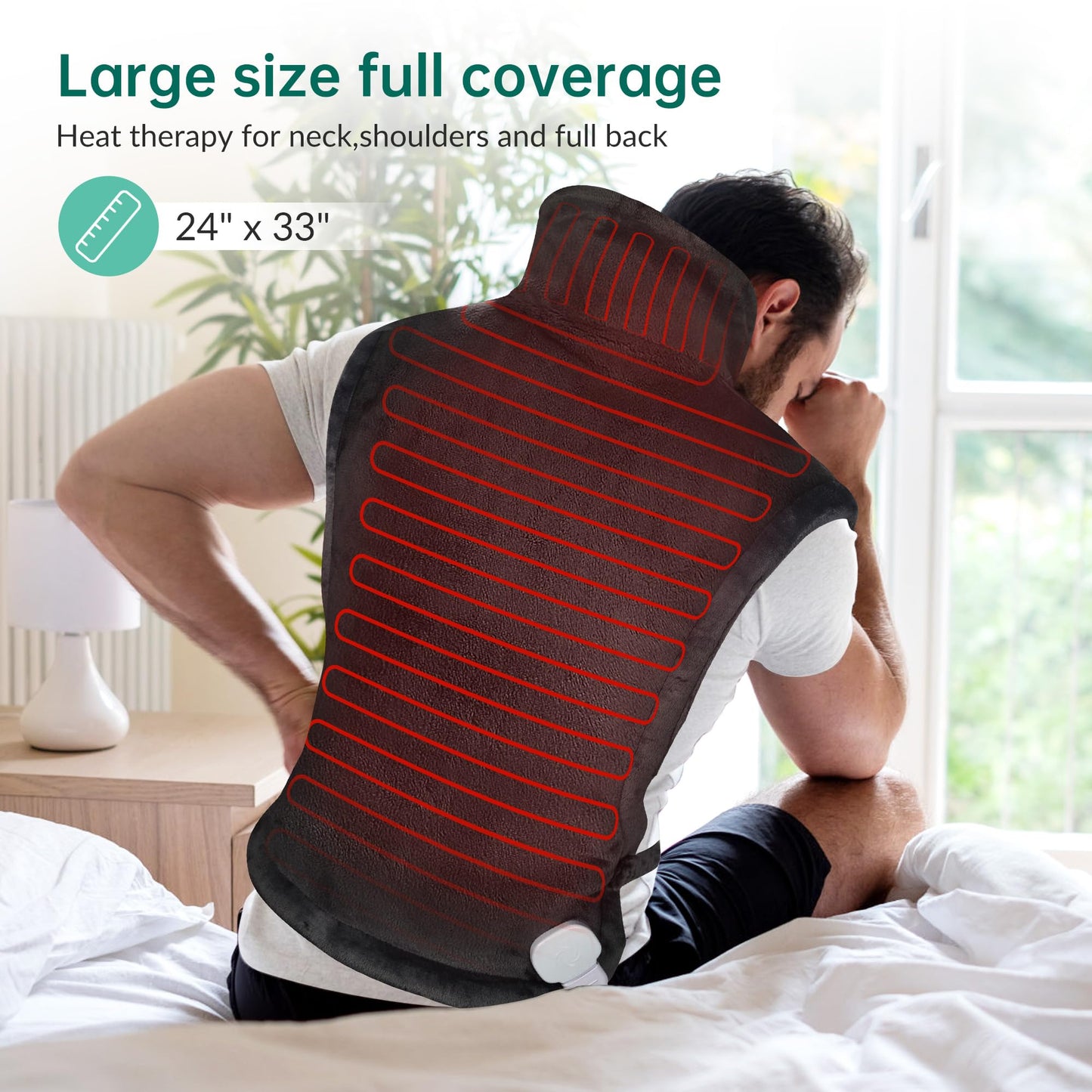Snailax Heating Pad for Back Pain Relief, Christmas Gifts, Large Heating Pad for Neck Shoulder Back, Neck Warmer Weighted Wearable Back Heated Pad, Auto Shut Off, (Grey)