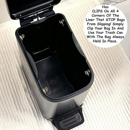 Homie Slim Trash Can - 6 Liter Soft Close Design with Anti-Bag Slip Liner | Matte Black for Bathroom, Kitchen, or Bedroom