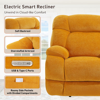 EONIX Dual Motor Zero Gravity Power Recliner Chair with Heat and Massage, 400lbs Lay Flat Recliner Sofa Chair with Extended Footrest, Cozy Padding and Cushion, SXXY007032, Orange