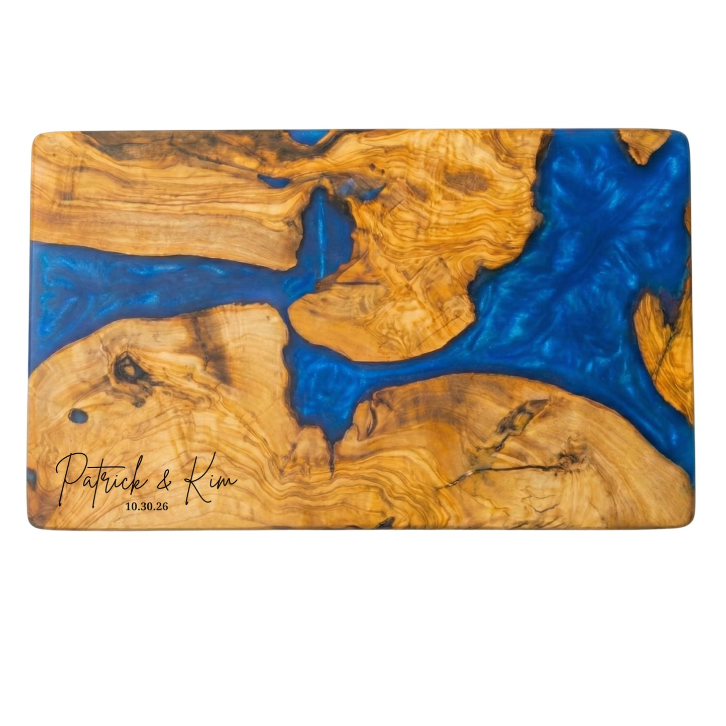 Custom Resin Charcuterie Board Personalized – Epoxy Olive Wood Cutting Board, Wedding or Holiday Gift