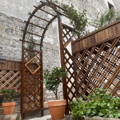 Sturdy Garden Arch Trellis Wooden Rose Arbor Arbour 47" X 82.6" /63" X 93" /81.8" X 102.7" Pergola Archway for Various Climbing Plant Backyard Decoration Weather Resistant (Natural 160x50x237cm)