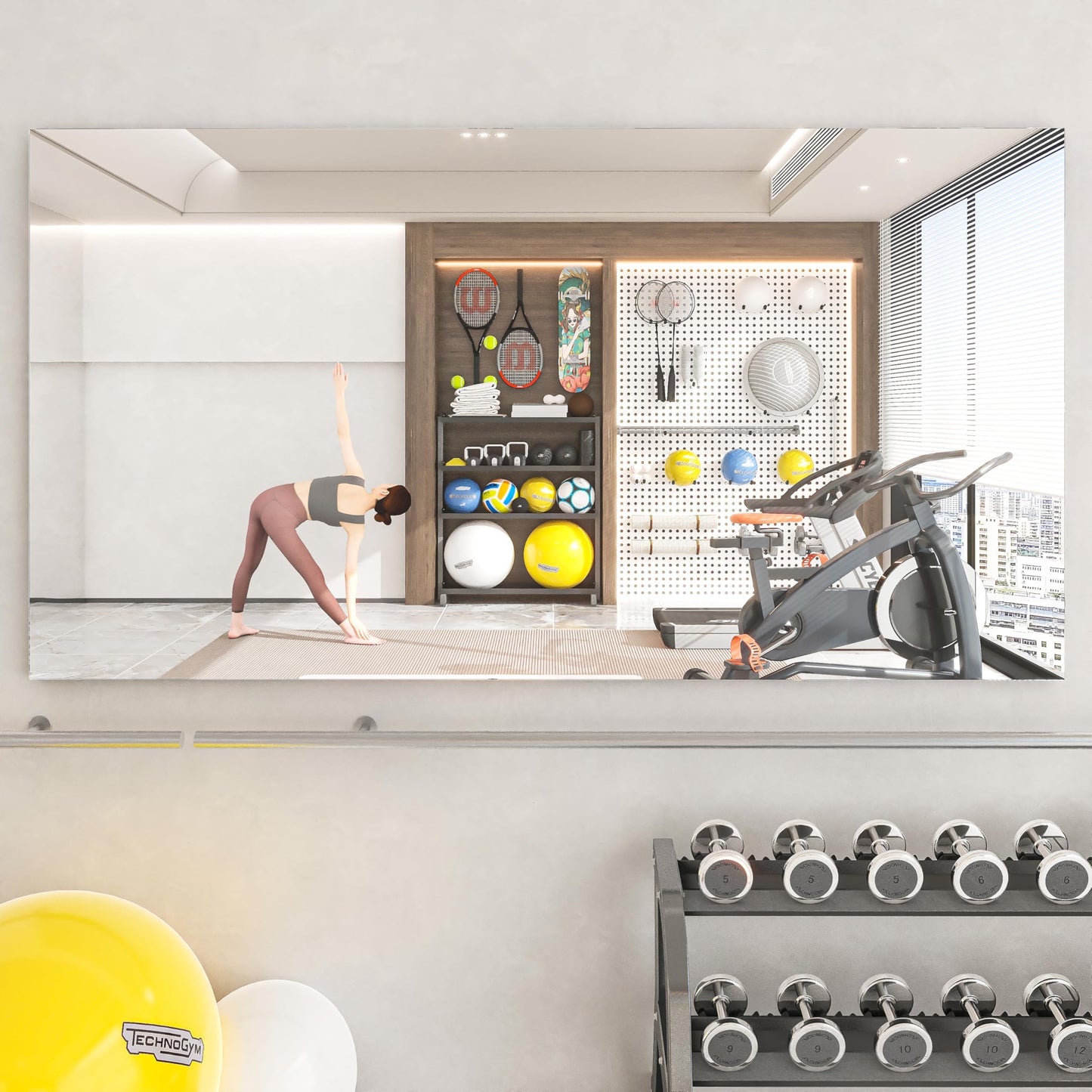 Hasipu Home Gym Workout Mirror 72" L x 36" W-1pc Large Full Length Mounted Full Body Frameless Mirror for Workout, Yoga, Garage, Bedroom, Dance