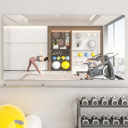 Hasipu Home Gym Workout Mirror 72" L x 36" W-1pc Large Full Length Mounted Full Body Frameless Mirror for Workout, Yoga, Garage, Bedroom, Dance