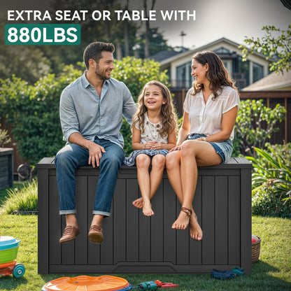 YITAHOME XXL 240 Gallon Large Outdoor Storage Deck Box for Patio Furniture, Outdoor Cushions, Garden Tools and Sports/Pools Equipment, Weather Resistant Resin, Lockable (Black)