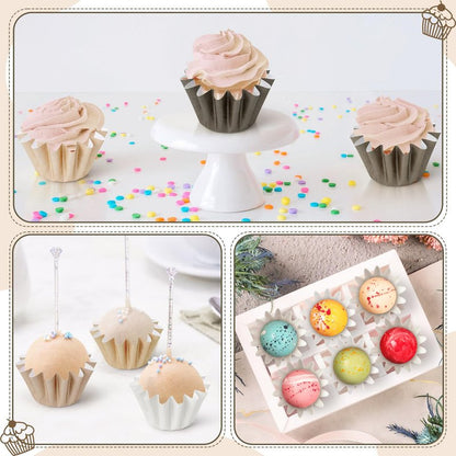 Mini Size Cupcake Liners - 240 Counts Coffee Tan Grease-Resistant Muffin Baking Cups, Bulk Brown Neutral Disposable Paper Cupcake Wrappers for Celebration Gathering Baby Shower Birthday Party Supplies