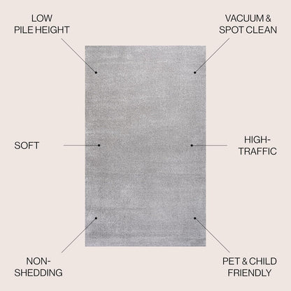 3x5, (SEU100K-3) JONATHAN Y Haze Solid Low-Pile Light Gray Indoor Area Rug Coastal,Bohemian,Minimalist,Classic