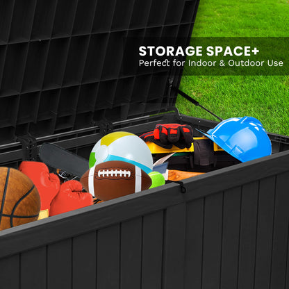 230 Gallon Large Outdoor Storage Box, Durable Deck Boxes Outdoor Waterproof, Resin Waterproof Deck Box for Patio Furniture Outdoor Cushions Garden Tools and Pool Storage (Black, 230 Gallon)