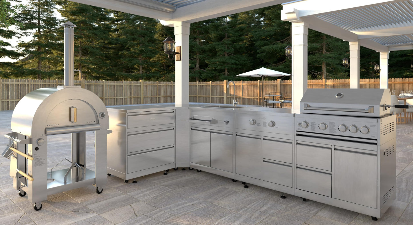 KoolMore 32 in. Outdoor Propane Gas and Wood fired Pizza Oven in Stainless-Steel
