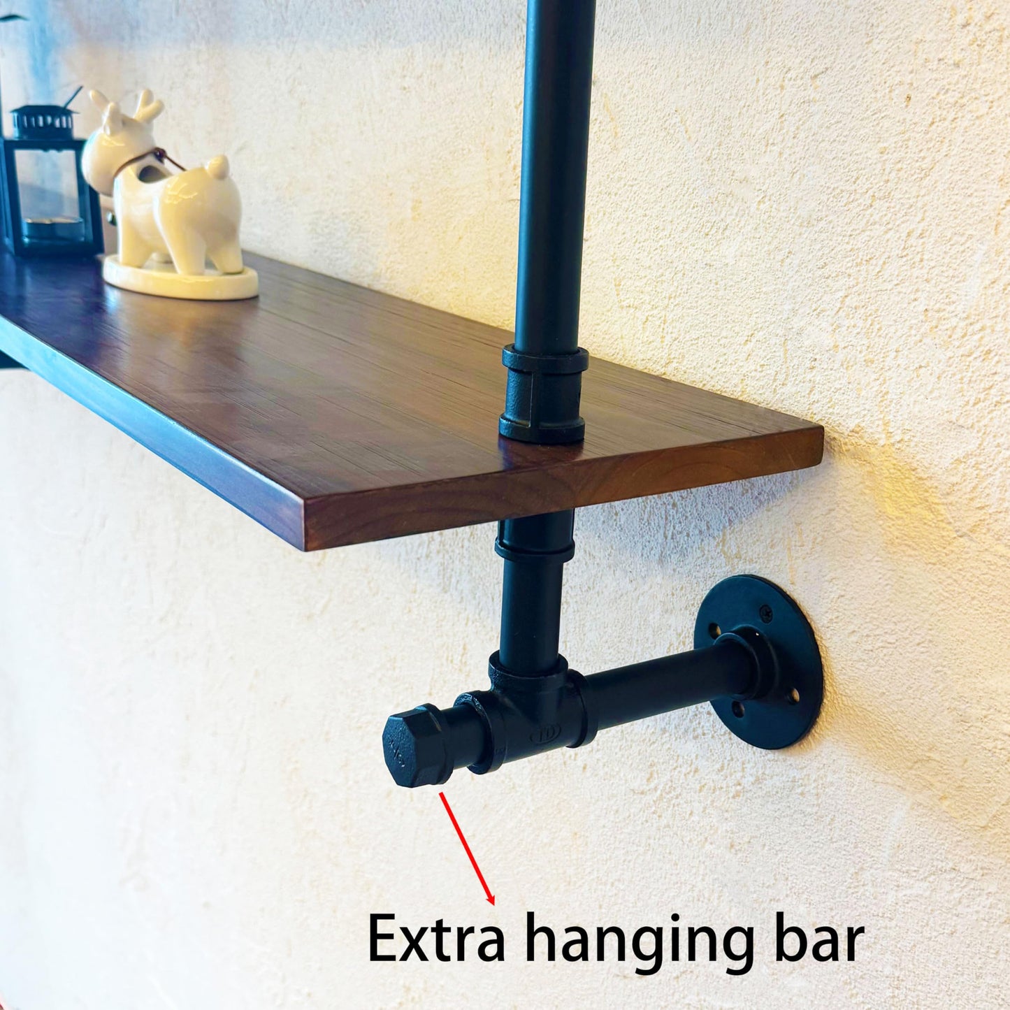 Industrial Pipe Wall Shelves With Real Wood Plank, 70 Inches Floating Shelves for Wall, 4 Tier Farmhouse Book Shelves, Dark Brown for Kitchen, Living Room Decor and Bar