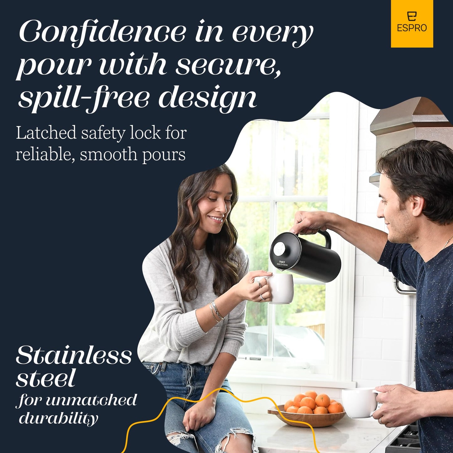 ESPRO Pro P7 French Press Stainless Steel 304 – Patented Double Walled Micro-Filter Insulated French Press Coffee Maker, Grit-Free Brew - Heat Resistant BPA Free - Matte Black (18oz)