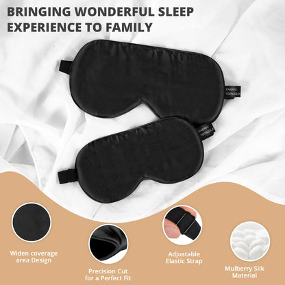 Kids Sleep Mask Eye Cover, 100% Real Natural Pure Silk Eye Mask with Adjustable Strap, Blindfold Kids Eye Mask for Sleeping, Eye Shade for Boys Girls and Adult, Pressure-Free Comfort (Black)