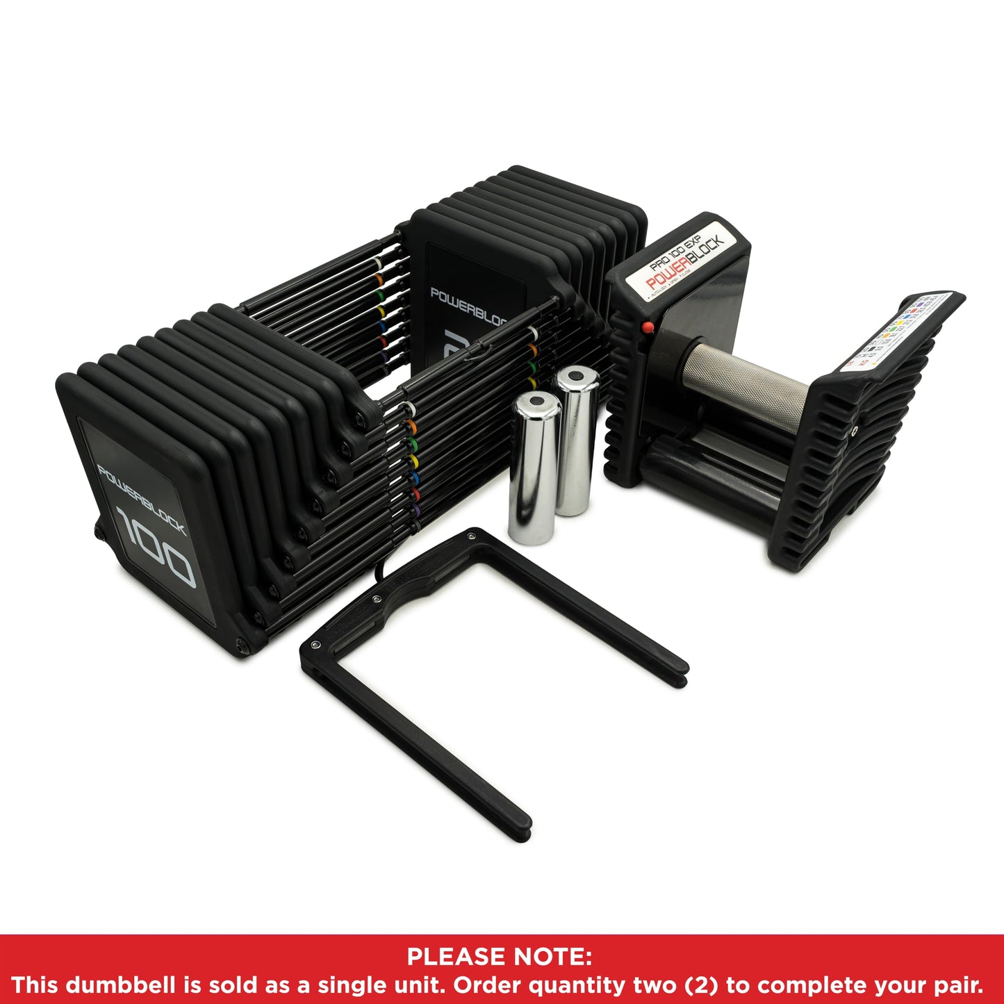 PowerBlock Pro 100 Adjustable Dumbbell, Sold As A Single Unit 5-100 lb Dumbbell – Durable Steel Build, Innovative Workout Equipment, Strength Training