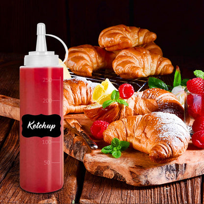 12 pack 8 OZ Hajoyful Squeeze Bottle Condiment Squeeze Bottles Plastic ketchup Squeeze Squirt bottle For Sauce, BBQ