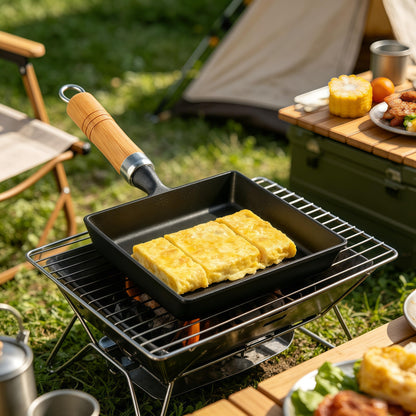 Tamagoyaki Pan, Cast Iron Japanese Omelette Pan for Breakfast, Perfect Rolled Eggs - Rectangular Egg Skillet for Gas & Induction Stovetops - Naturally Nonstick Surface When Seasoned, 7.2 x 6.1 inches