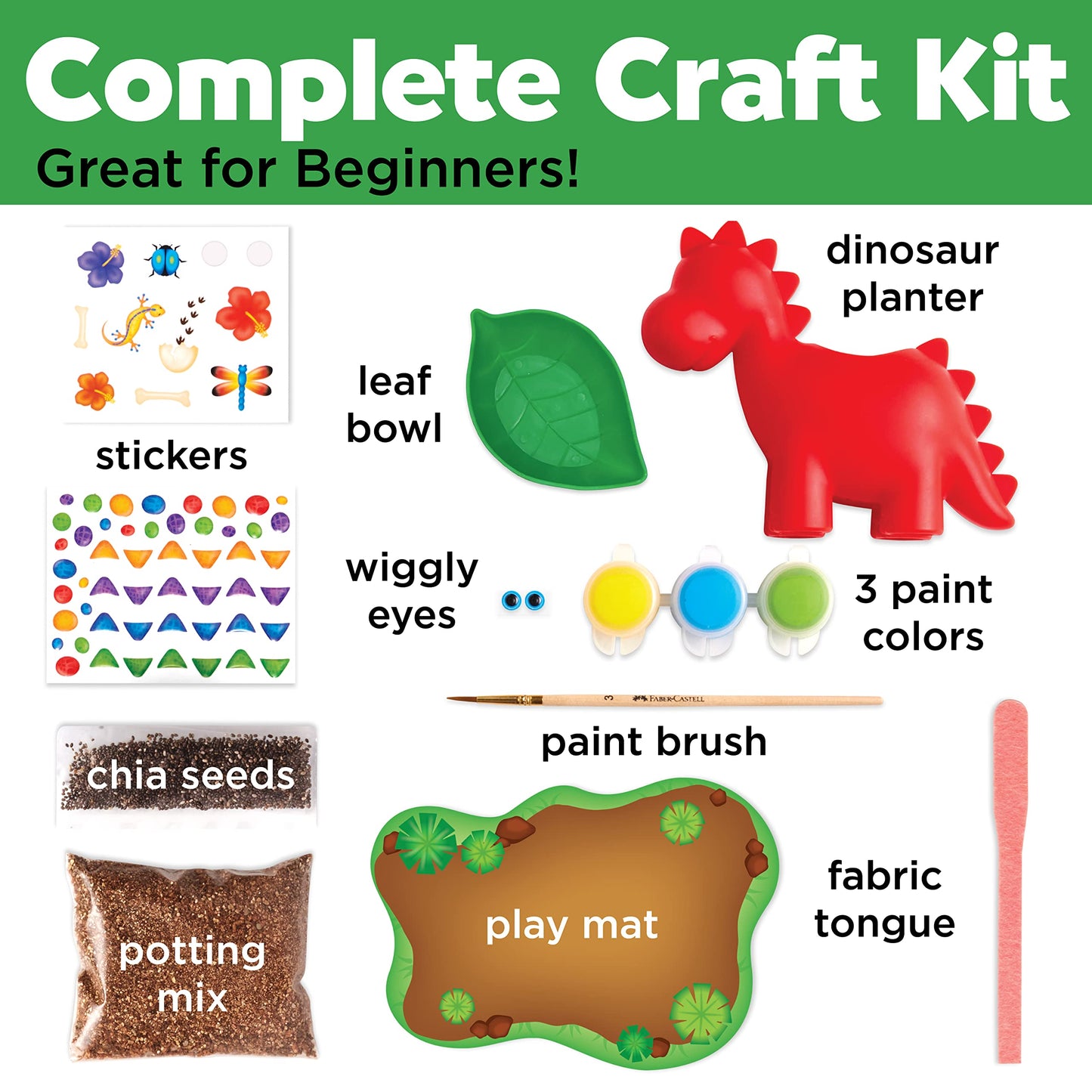 Creativity for Kids Dinosaur Self Watering Plant Pet, Kids DIY Kit, Dinosaur Crafts for Boys, Easter Basket Stuffers (Ages 6+)