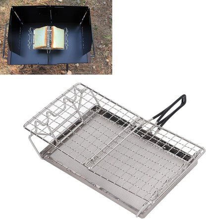Camping Stove Toaster Outdoor Barbecue Bread Rack, Portable Stovetop Folding Cake Baking