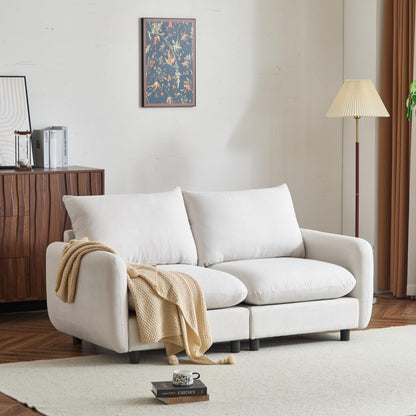 Christopher Knight Home Bricez 69" Loveseat, Upholstered Sofa, Modular Couch, Oversized Loveseat, Spacious Seating Sofa Couch, Comfort Sectional Corner Wooden Chair for Living Room Home Office, White