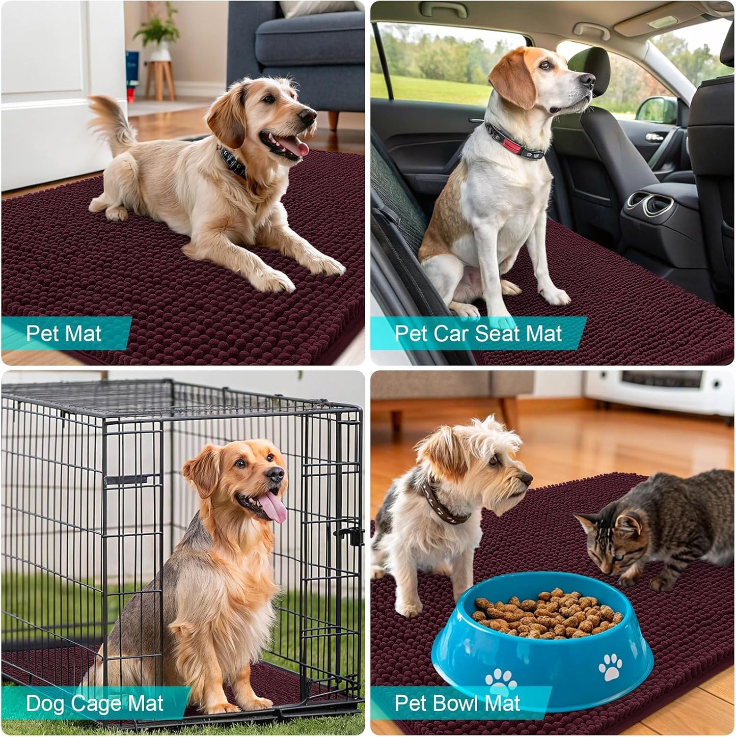 OLANLY Dog Door Mat - Absorbent Non-Slip Chenille Mat for Muddy Paws | 35x24 Inches, Quick Dry, Russet