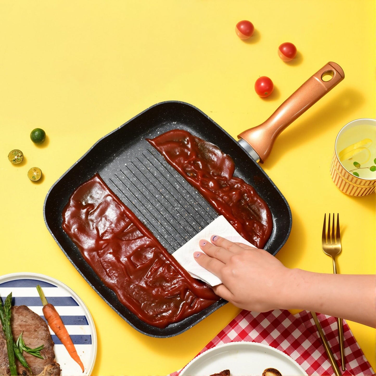 QUANSHANGJU Nonstick Grill Pan for Stove Tops, 11 Inch Versatile Griddle Pan with Pour Spouts,Square Grill Pan for Indoor Cooking Surface, Durable Grill Skillet for Indoor & Outdoor Grilling.PFOA Free