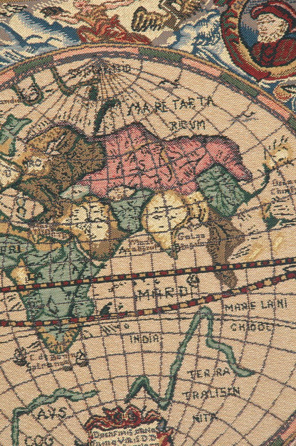 C Charlotte Home Furnishings Inc Map Mercator Belgian Tapestry Wall Hanging | Viscose Cotton and Polyester Blend Wall Art | 33 in. x 46 in | Home Decor Accents