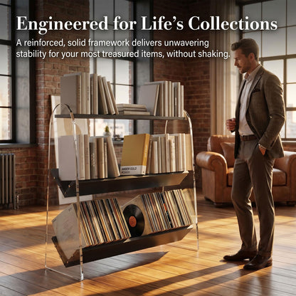Vinyl Record Display And Storage Cabinet,3-tier Media Stand, Large-capacity Storage With Divided Compartments, Freestanding Display Stand For Turntables And Records Length 60 x Width 38 x Height 100