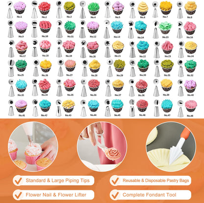 701Pcs Cake Decorating Kit with Baking Supplies, Cake Turntable, Cake Decorating Supplies, Frosting Piping, Cake Leveler, Piping Tips, Cake Pan Set for Cake Baking Kit