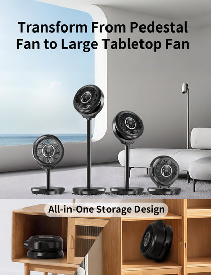 Standing Fan for Bedroom, Omnidirectional 180° Oscillating Quiet Pedestal Floor Fans, 25dB Ultra Quiet DC Cooling Fan Blows Cold Air with Remote, 15 Speed, 3 Modes, 12H Timer, 15-38" Height Adjustable