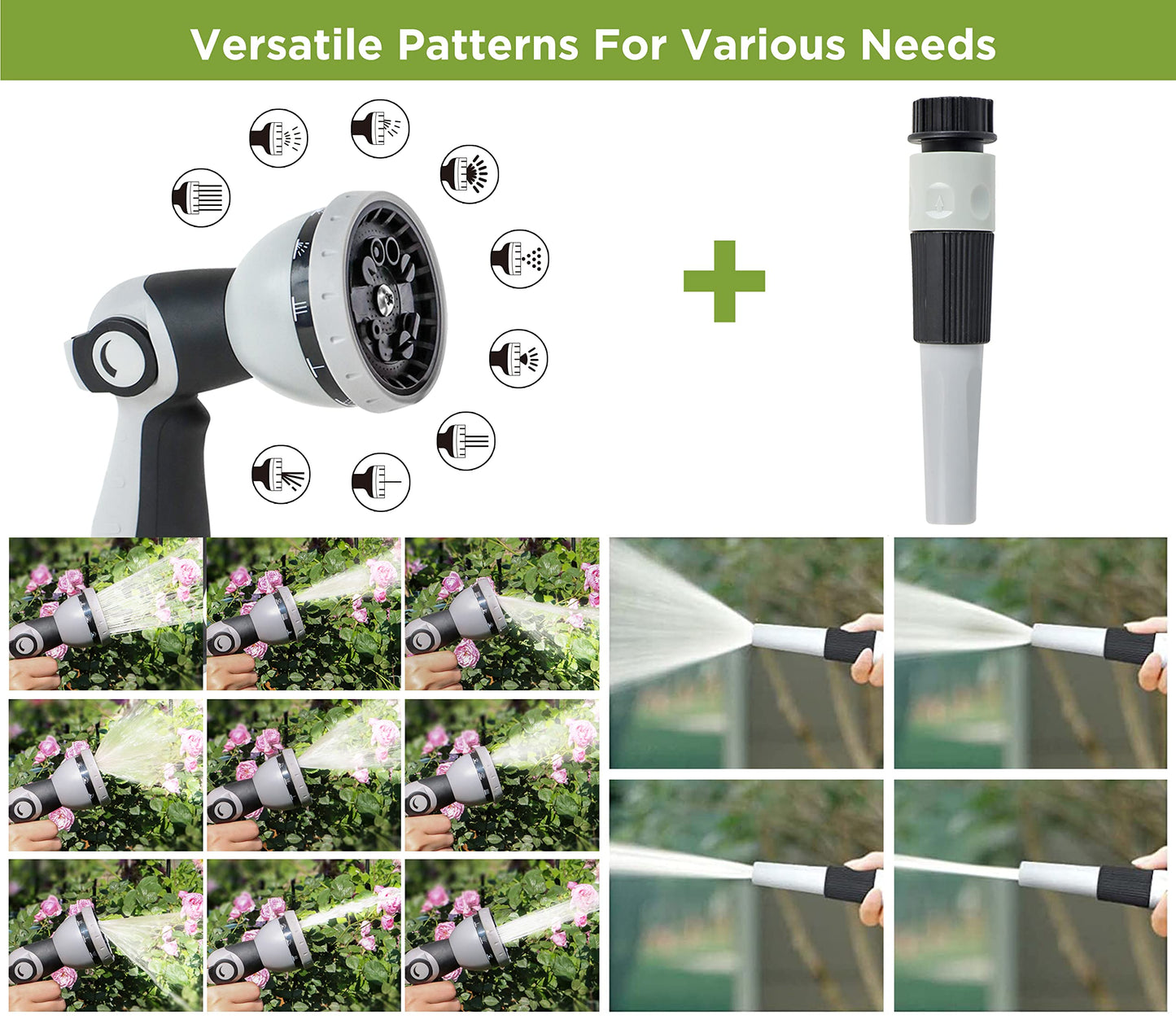 Tuyeho Retractable Garden Hose Reel 100FT, Wall Mount Heavy Duty Water Hose Reels with Automatic Slow Rewind System, Outdoor Hoses Reel with 2 Hose Nozzles for Garden Watering, Car Wash, Pet Shower